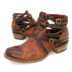 Freebird By Steven Stair Strappy Brown Leather Ankle Boots Women's 9M